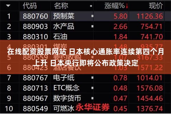 在线配资股票网站 日本核心通胀率连续第四个月上升 日本央行即将公布政策决定