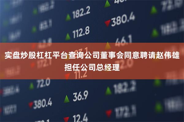 实盘炒股杠杠平台查询公司董事会同意聘请赵伟雄担任公司总经理